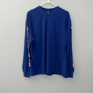 Golden State Warriors Shirt Mens Medium Blue Gold NBA Basketball Long Sleeve